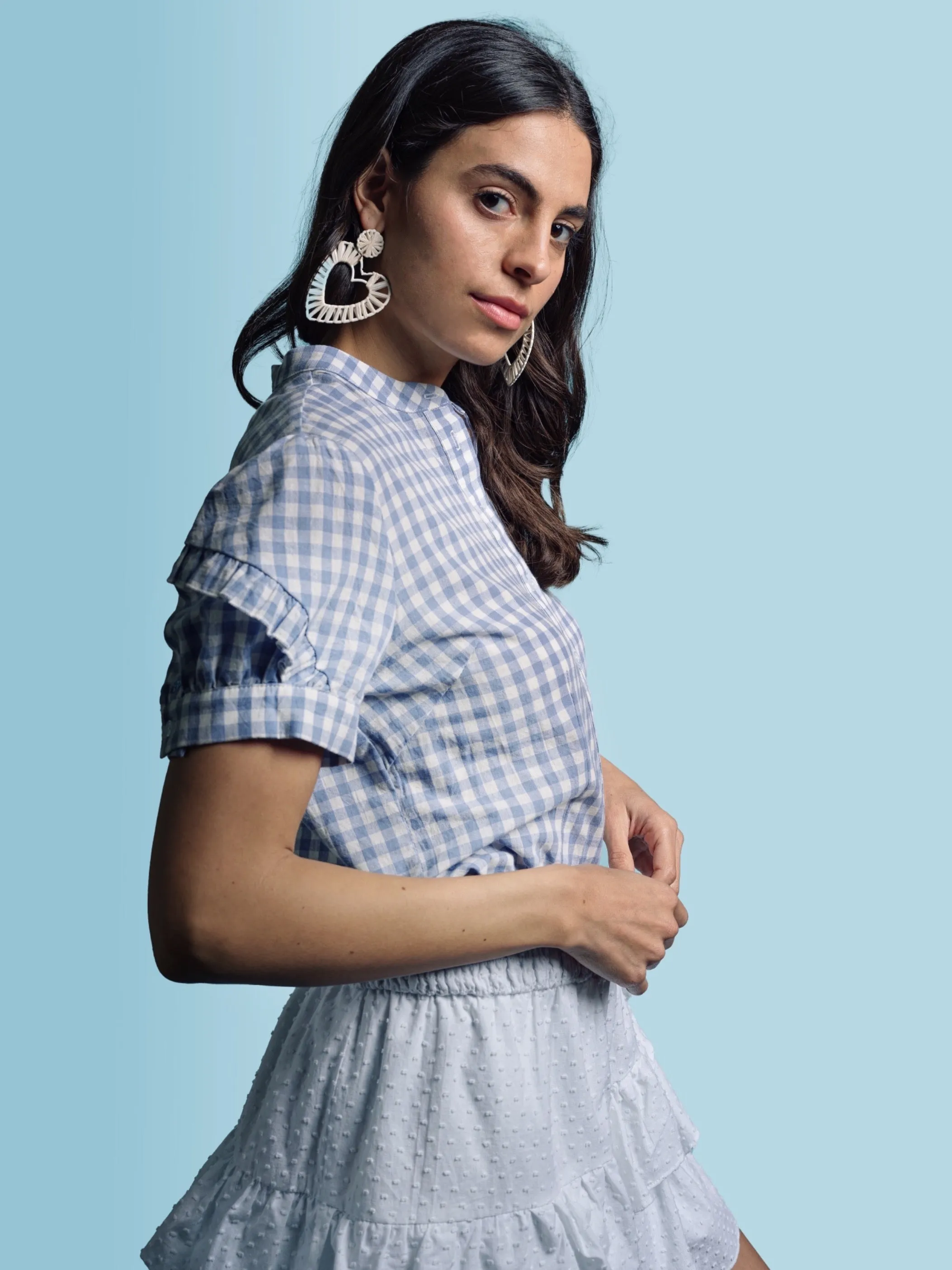 The Short Sleeve Ruffled Shirt sold by The Shirt by Rochelle Behrens product image thumbnail 2