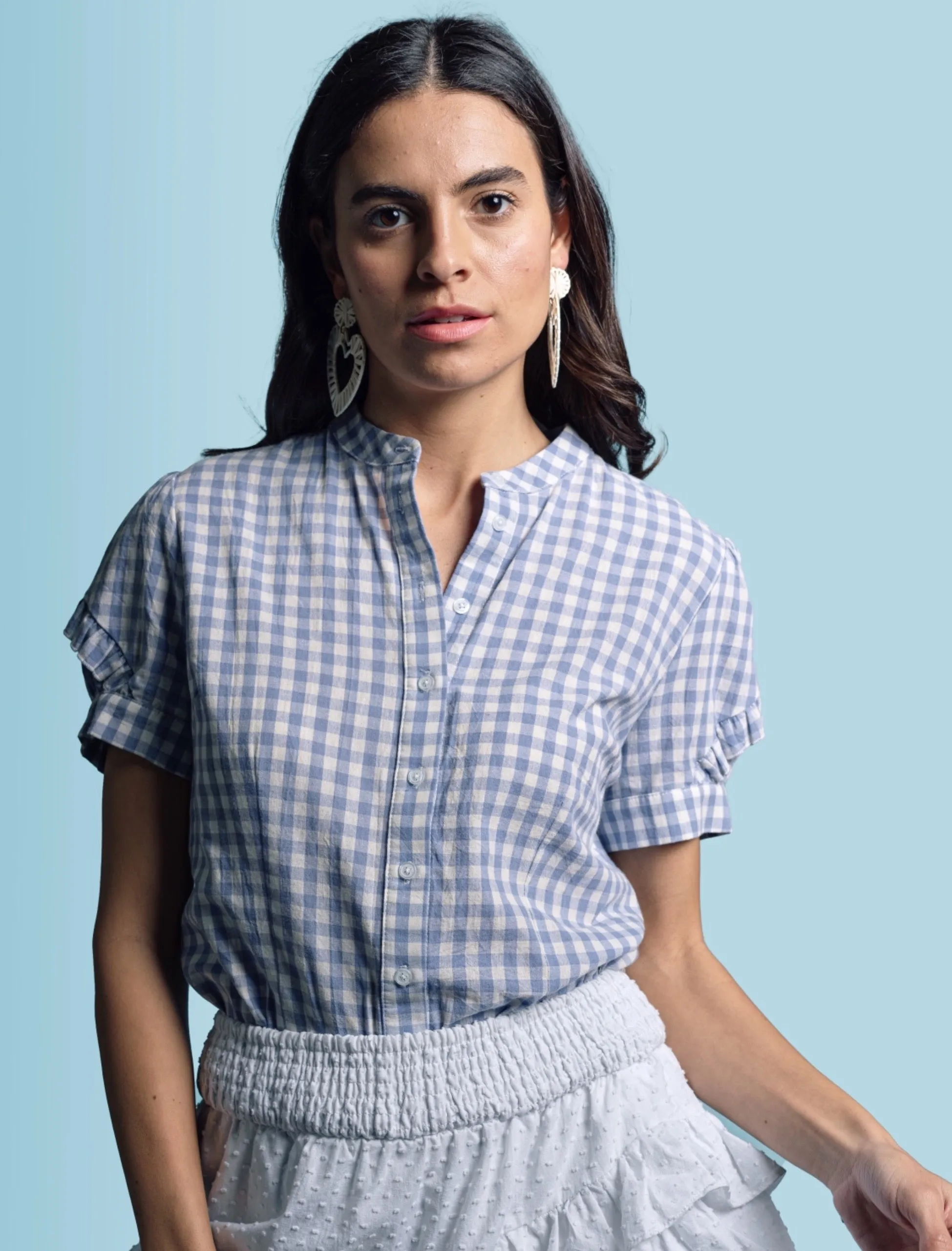 The Short Sleeve Ruffled Shirt sold by The Shirt by Rochelle Behrens
