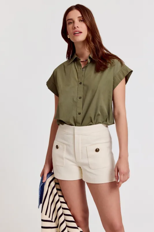 The Short Sleeve Boyfriend Shirt in Cotton sold by The Shirt by Rochelle Behrens