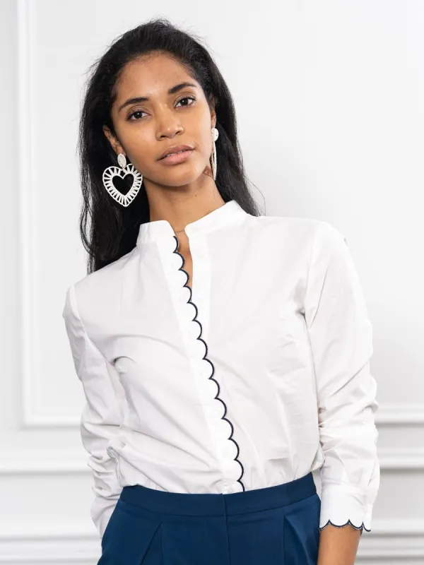 The Icon Shirt w/ Scalloped Embroidery sold by The Shirt by Rochelle Behrens