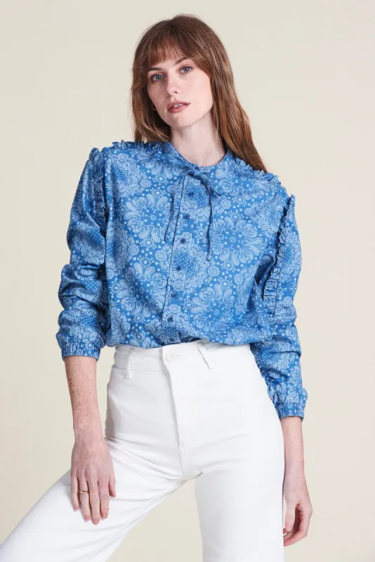 The Robyn Shirt in Lace Print made by The Shirt by Rochelle Behrens