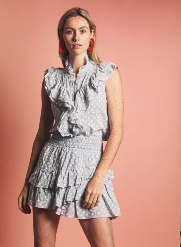 The Sleeveless Ruffled Shirt sold by The Shirt by Rochelle Behrens