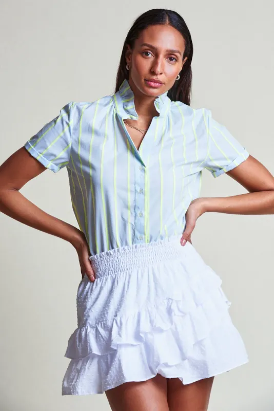 The Short Sleeve Ruffled Collar Shirt sold by The Shirt by Rochelle Behrens