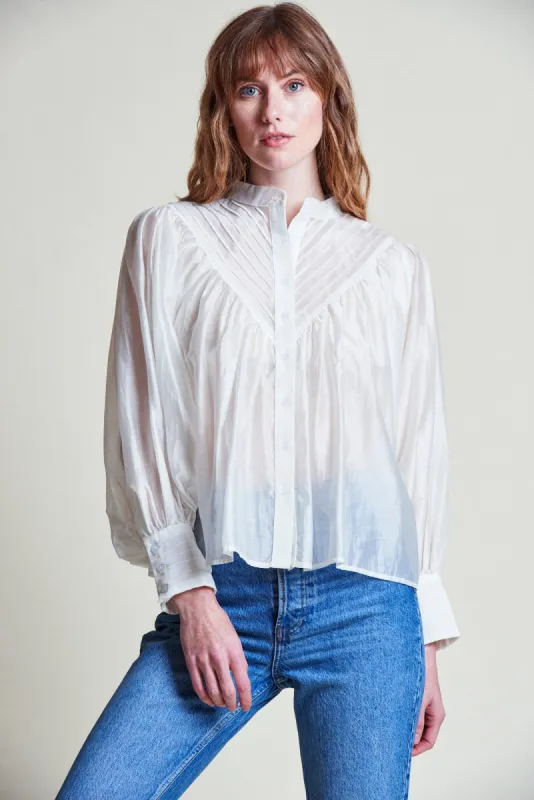 The Shiv Ruffled Shirt sold by The Shirt by Rochelle Behrens