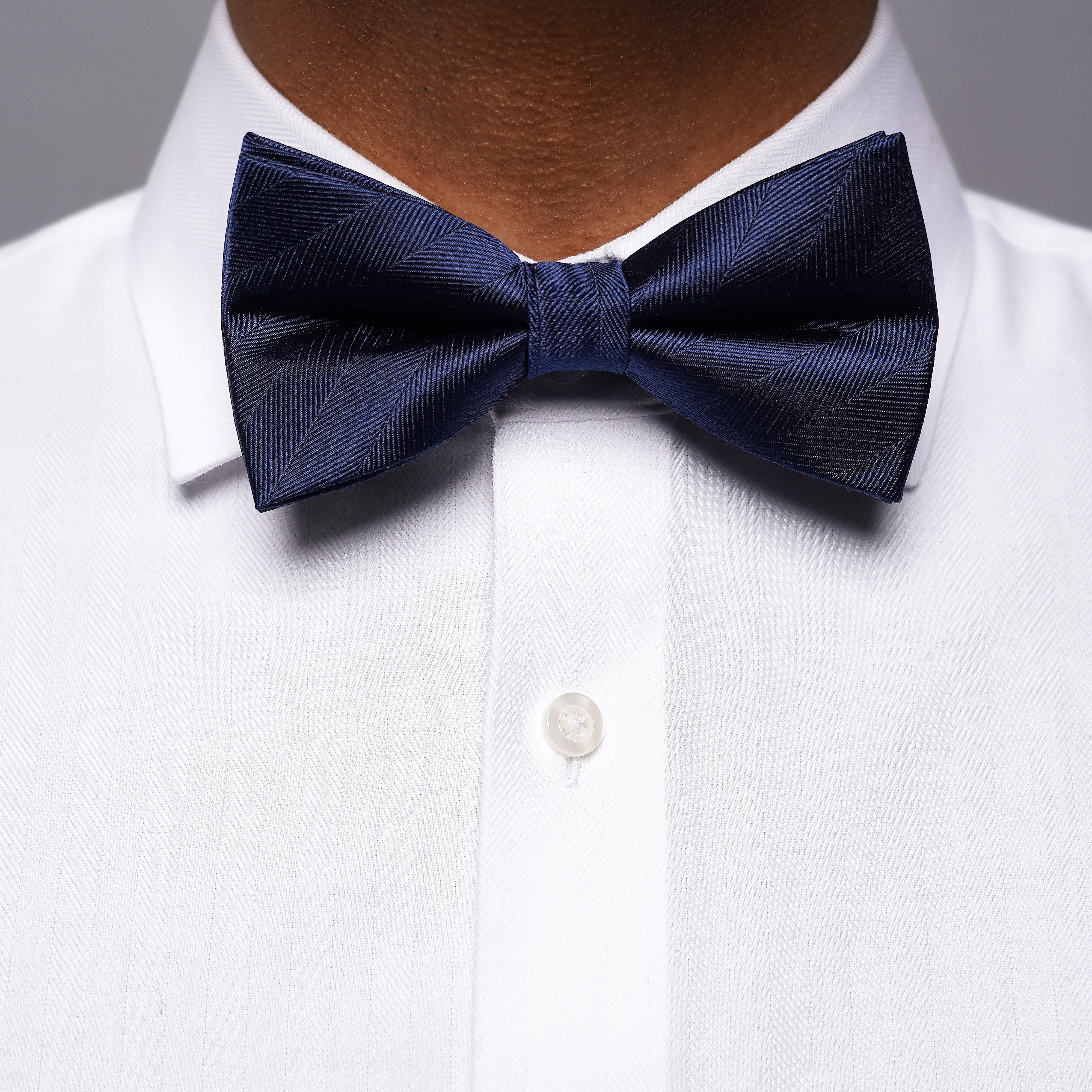 Herringbone Vow Navy Bow Tie sold by The Tie Bar product image thumbnail 2