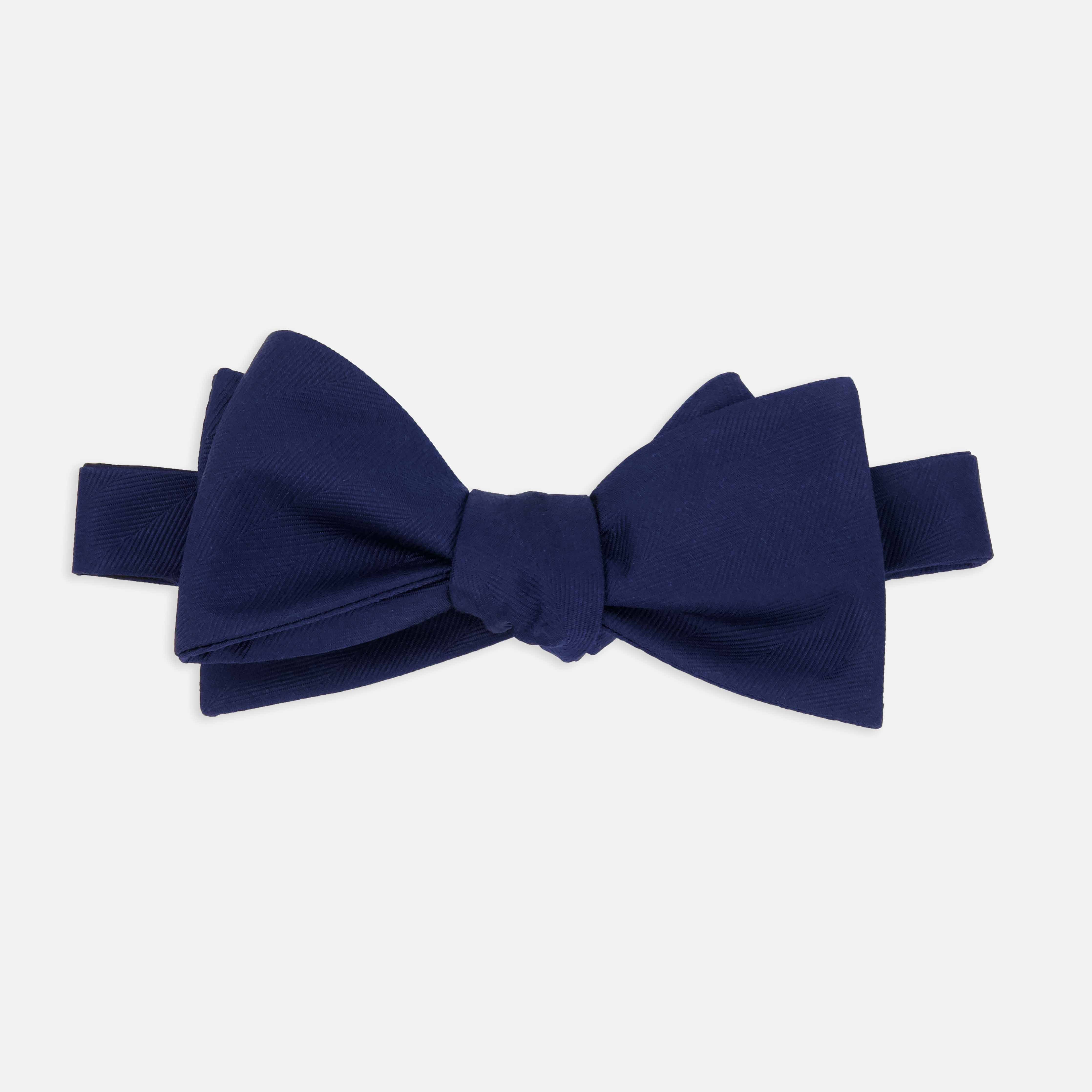 Herringbone Vow Navy Bow Tie sold by The Tie Bar