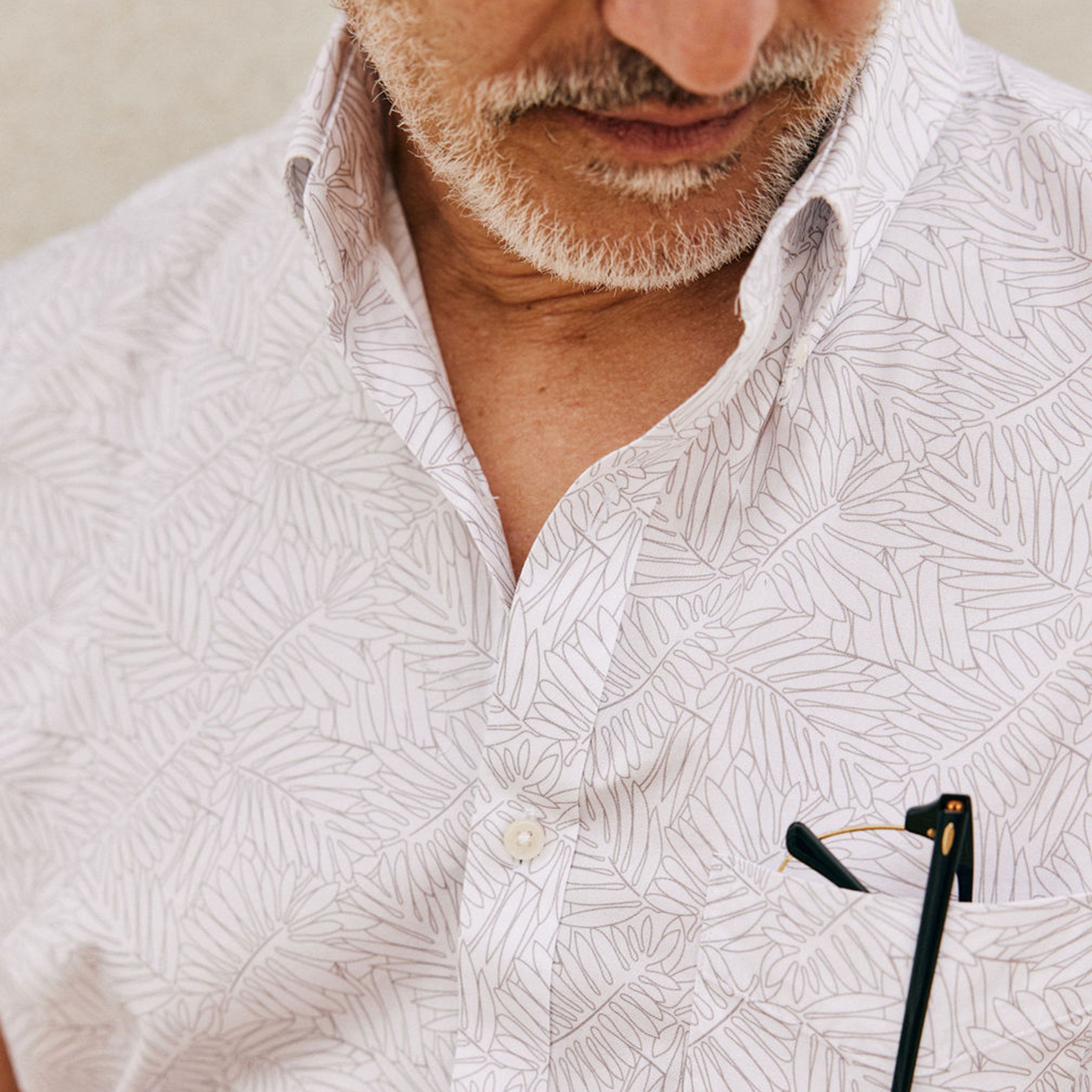 Soft Stretch Illustrated Palm White Short Sleeve Shirt sold by The Tie Bar product image thumbnail 5