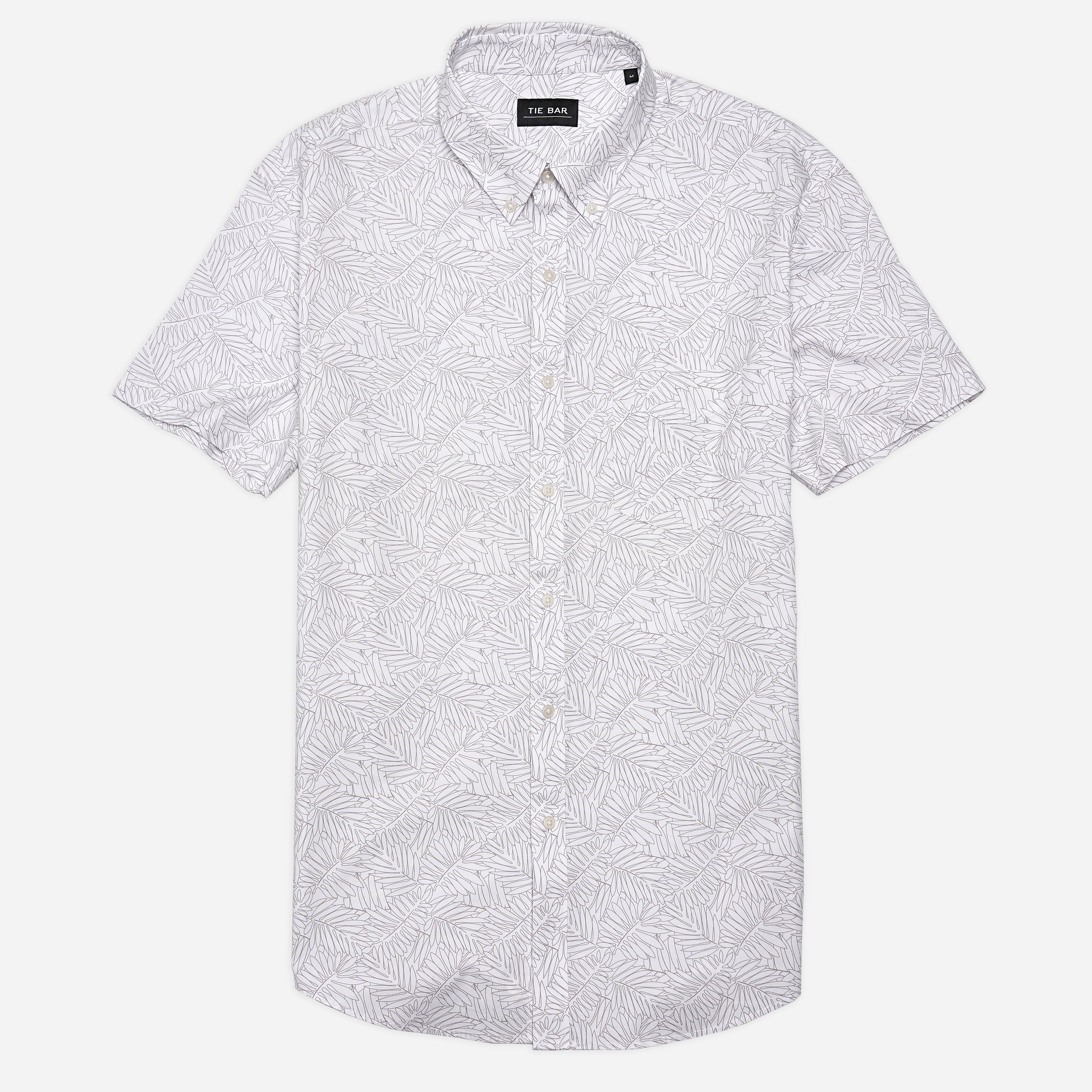 Soft Stretch Illustrated Palm White Short Sleeve Shirt sold by The Tie Bar