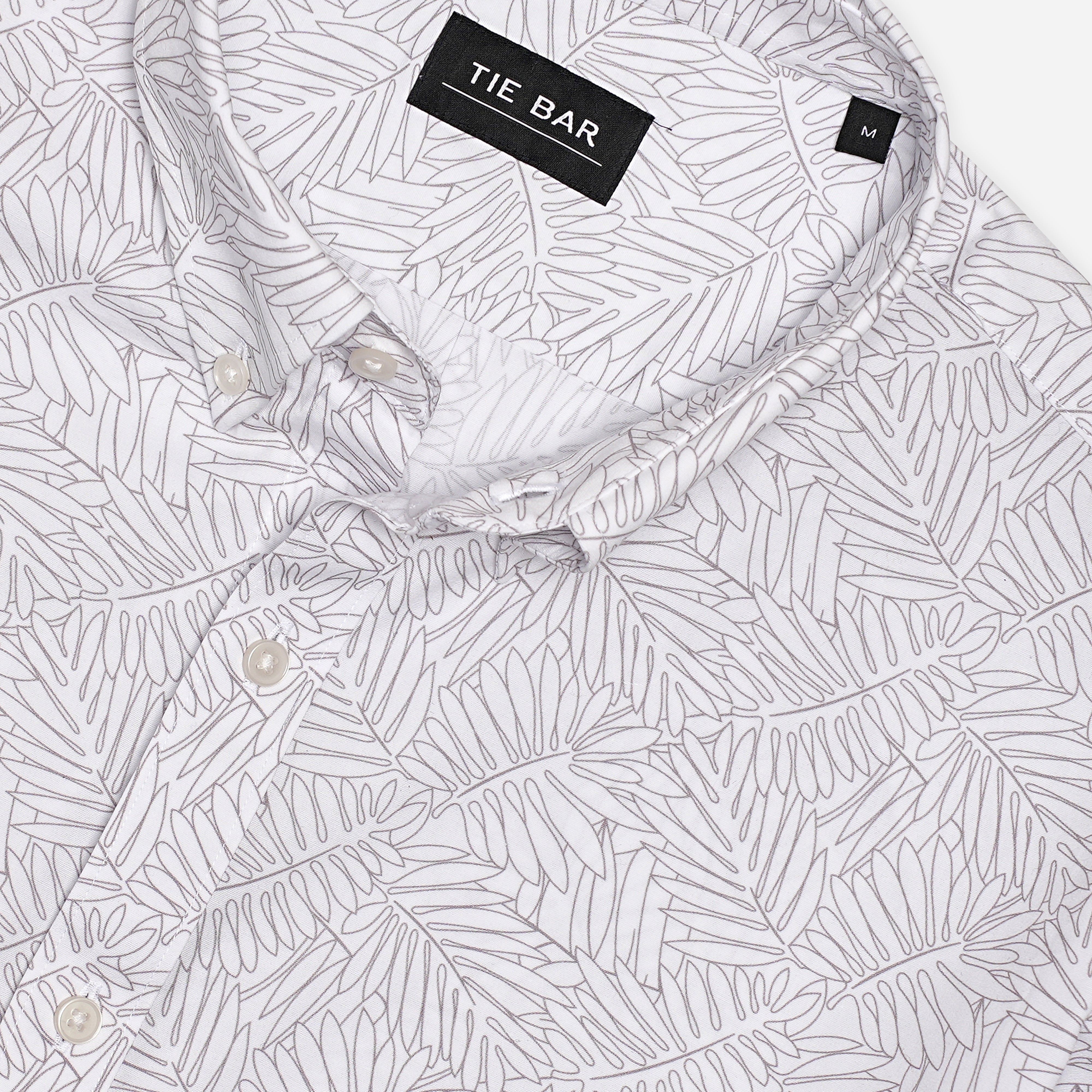 Soft Stretch Illustrated Palm White Short Sleeve Shirt sold by The Tie Bar product image thumbnail 2