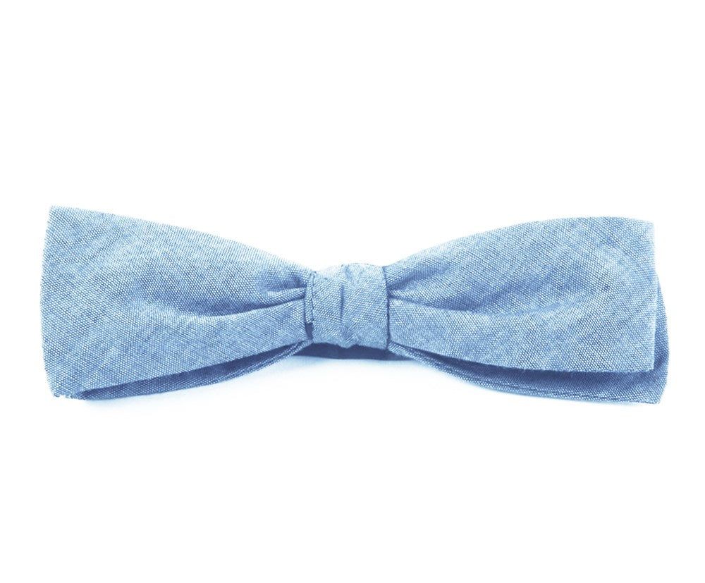 Classic Chambray Sky Blue Bow Tie sold by The Tie Bar product image thumbnail 3