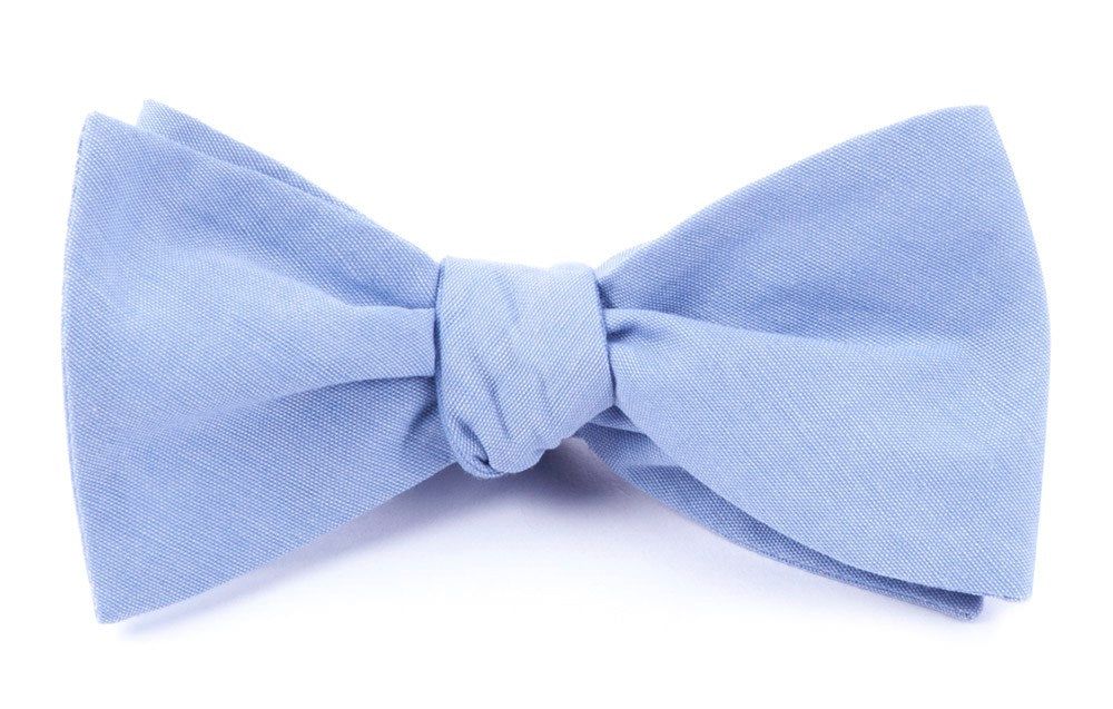 Classic Chambray Sky Blue Bow Tie sold by The Tie Bar
