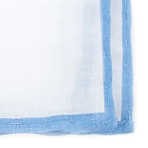White Linen With Rolled Border Sky Blue Pocket Square sold by The Tie Bar