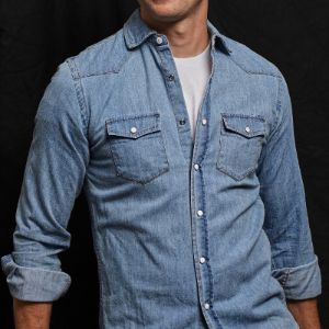 Western Denim Light Blue Casual Shirt sold by The Tie Bar