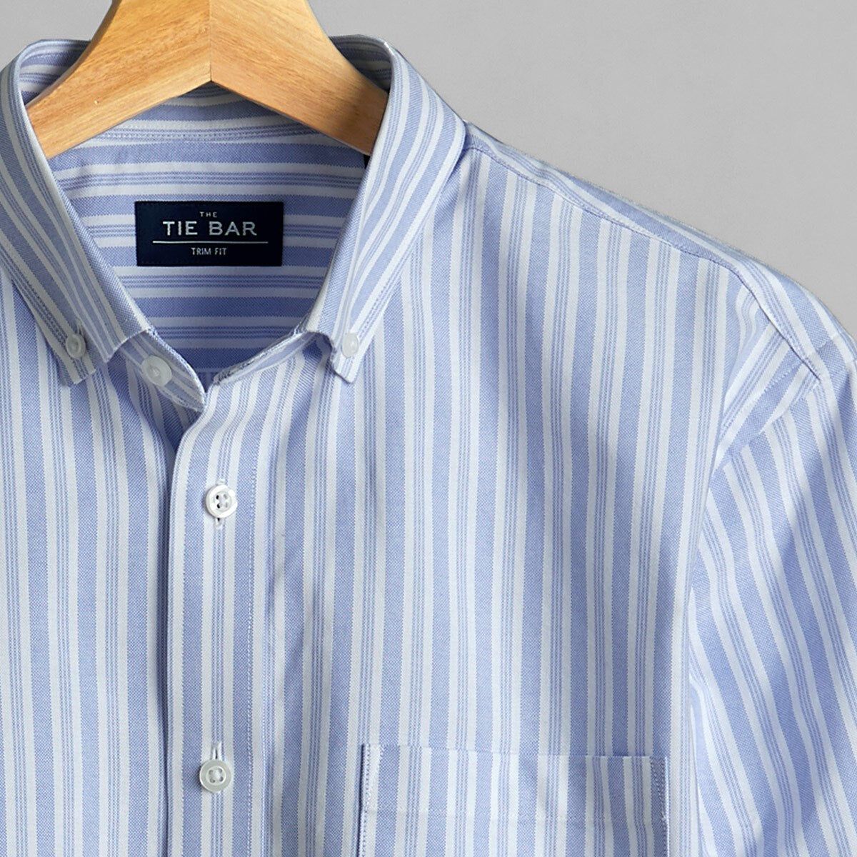 Oxford Vertical Stripe Sky Blue Casual Shirt sold by The Tie Bar
