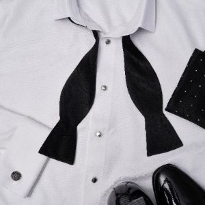 Herringbone Tuxedo White Non-Iron Dress Shirt sold by The Tie Bar