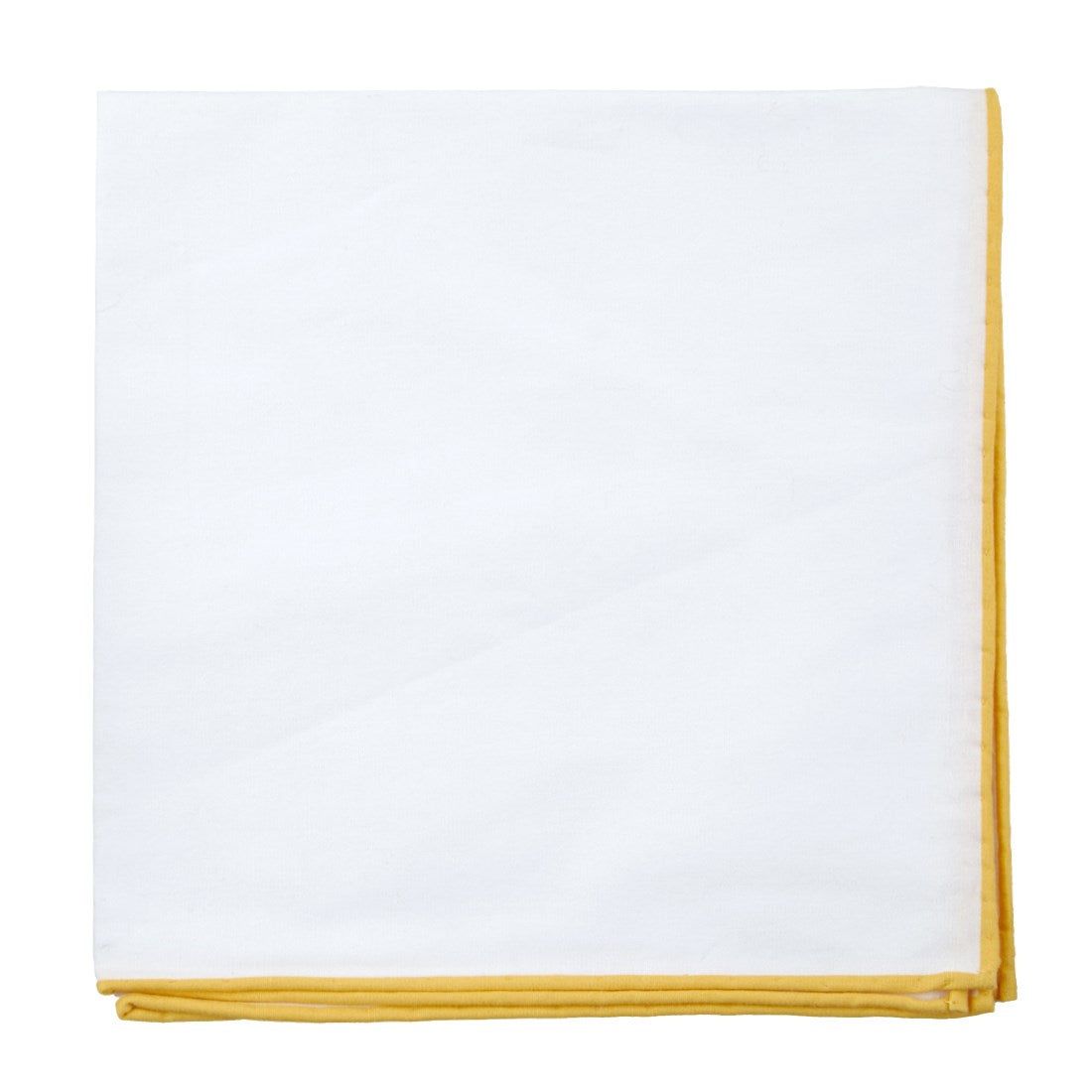 White Cotton With Border Yellow Gold Pocket Square sold by The Tie Bar