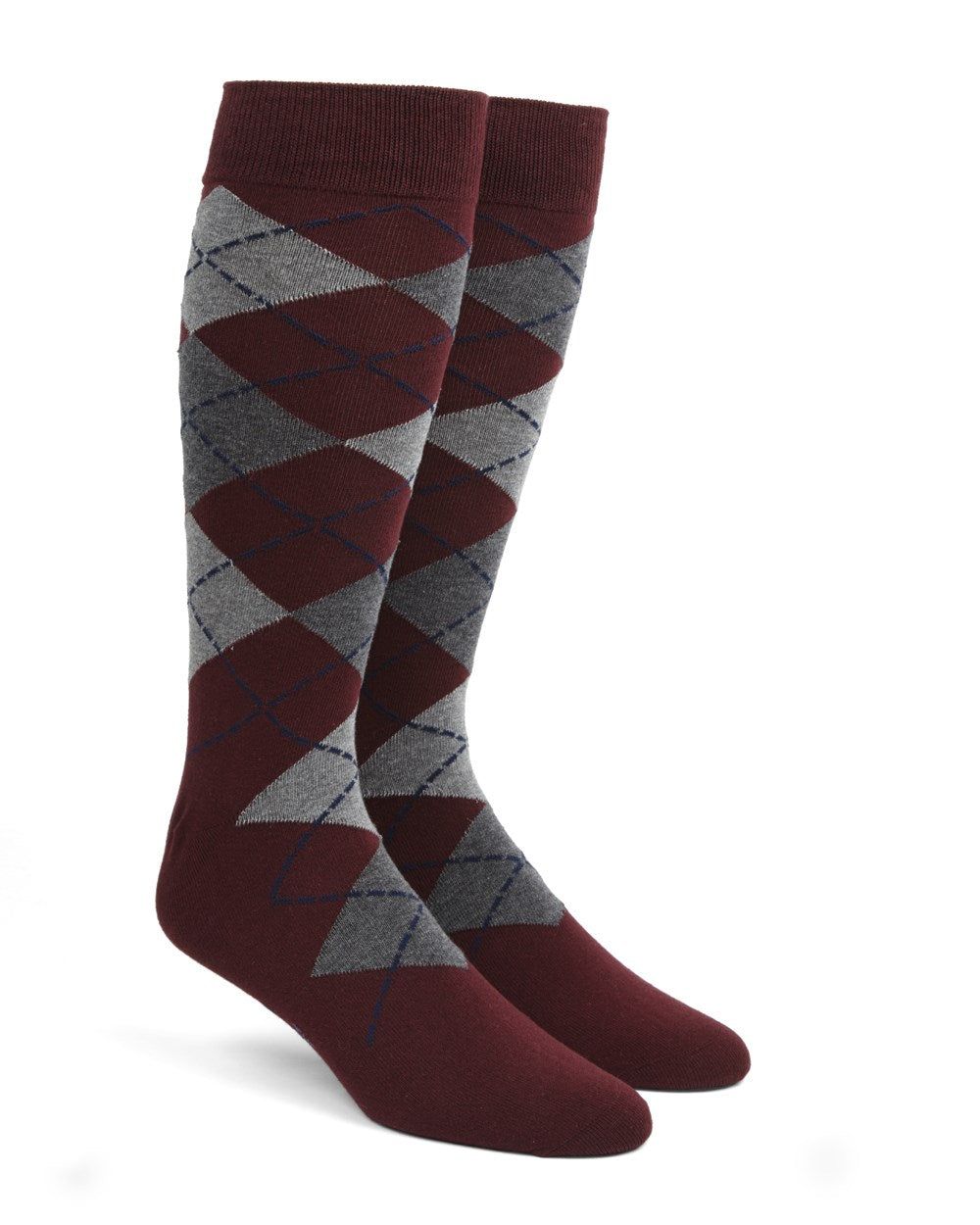 Argyle Burgundy Dress Socks sold by The Tie Bar