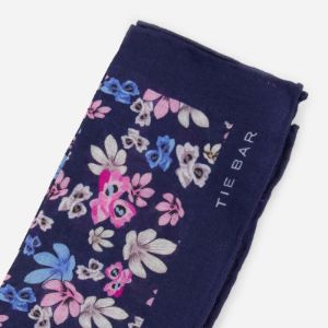 Tossed Lillies Navy Pocket Squares sold by The Tie Bar