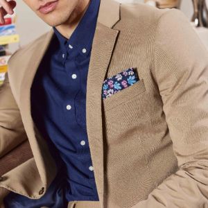 Tossed Lillies Navy Pocket Squares sold by The Tie Bar