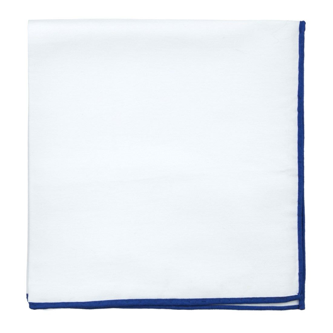 White Cotton With Border Royal Blue Pocket Square sold by The Tie Bar