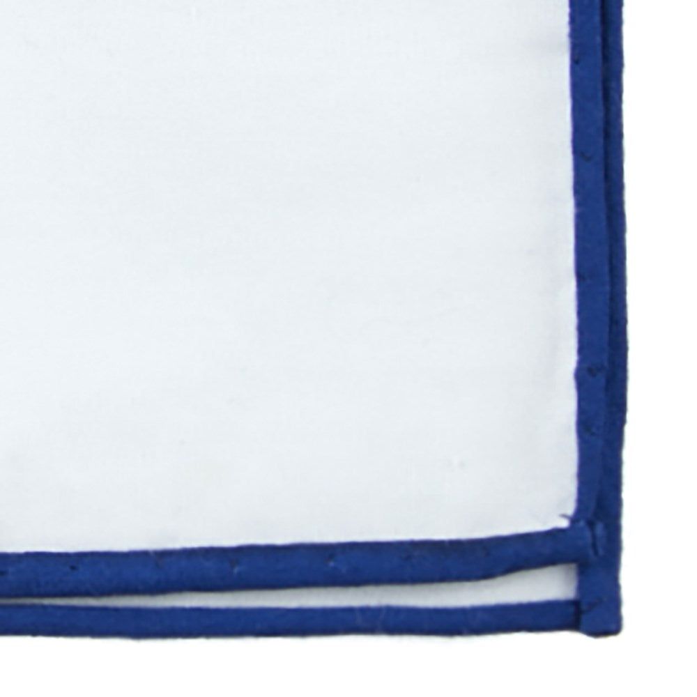 White Cotton With Border Royal Blue Pocket Square sold by The Tie Bar product image thumbnail 2