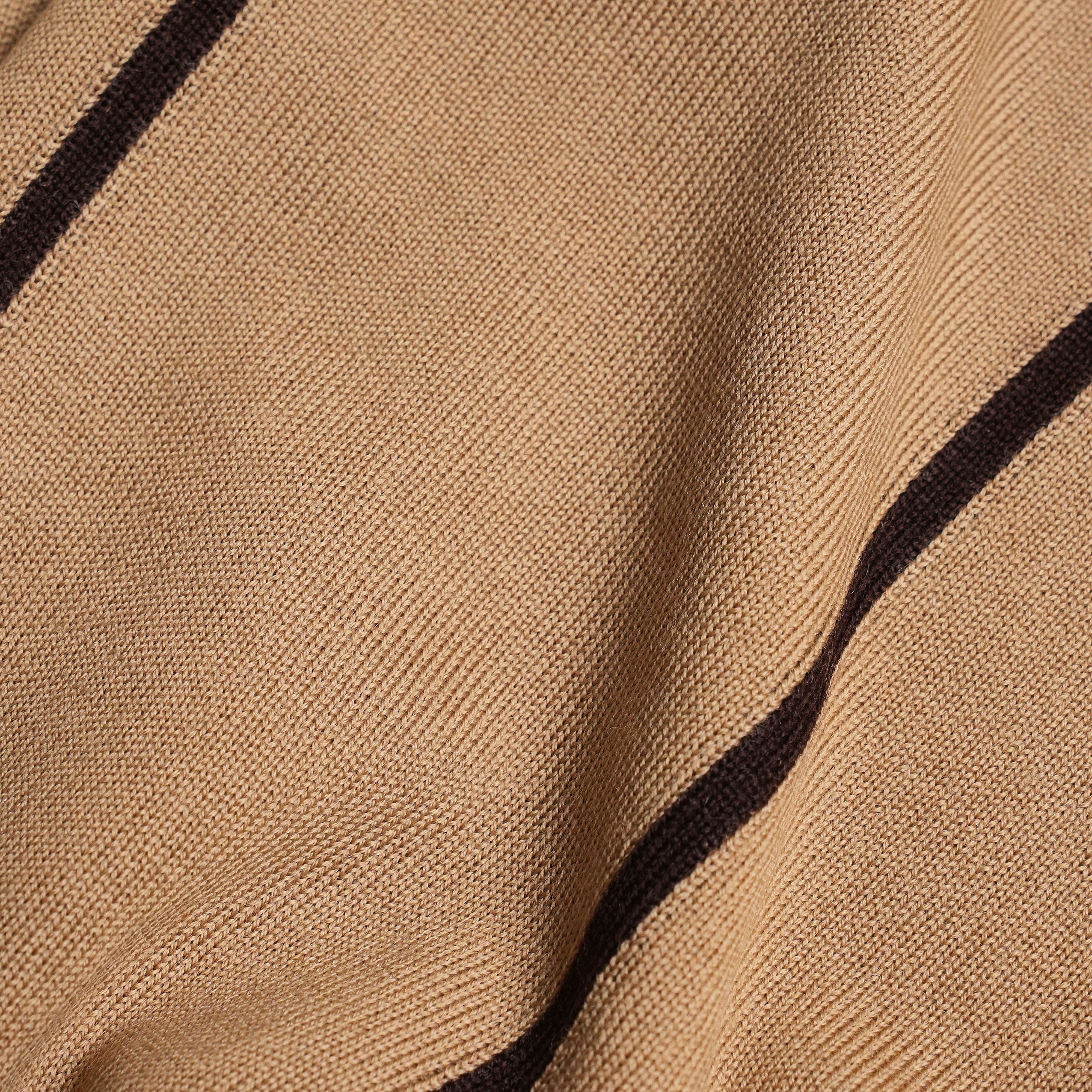 Merino Wool Striped Camel Sweater Polo sold by The Tie Bar product image thumbnail 3