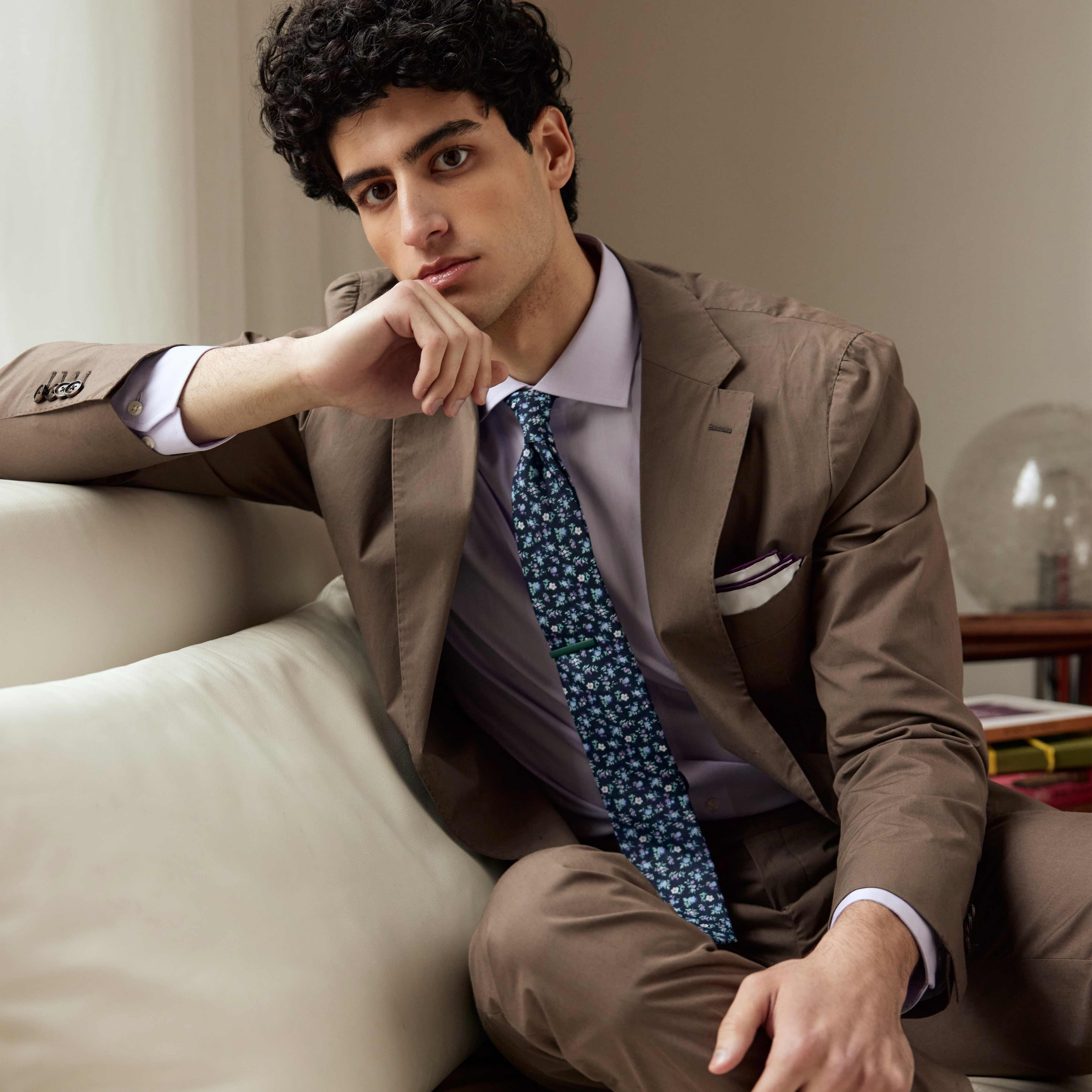 Herringbone Lavender Dress Shirt sold by The Tie Bar product image thumbnail 5