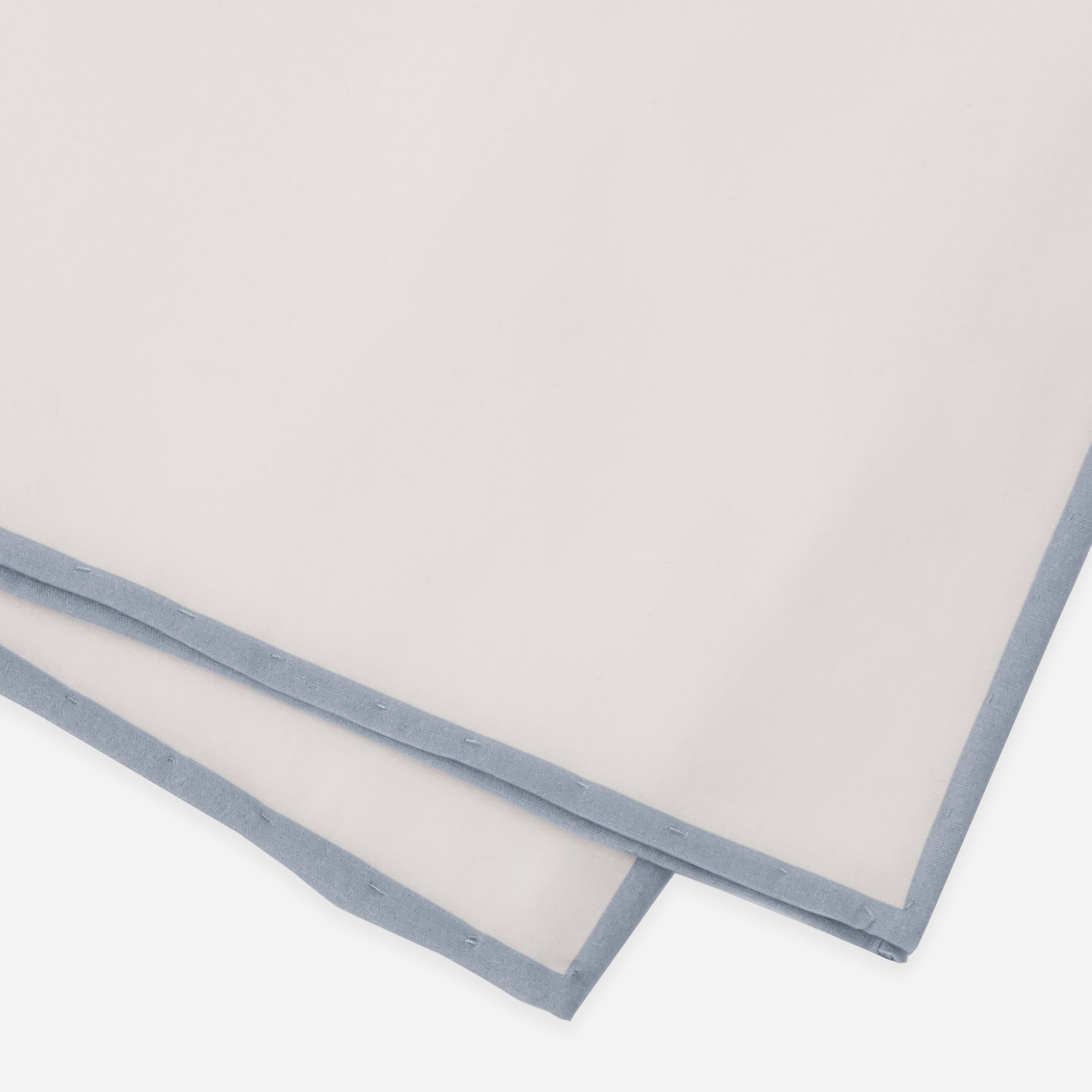 White Cotton With Border Dusty Blue Pocket Square sold by The Tie Bar product image thumbnail 3