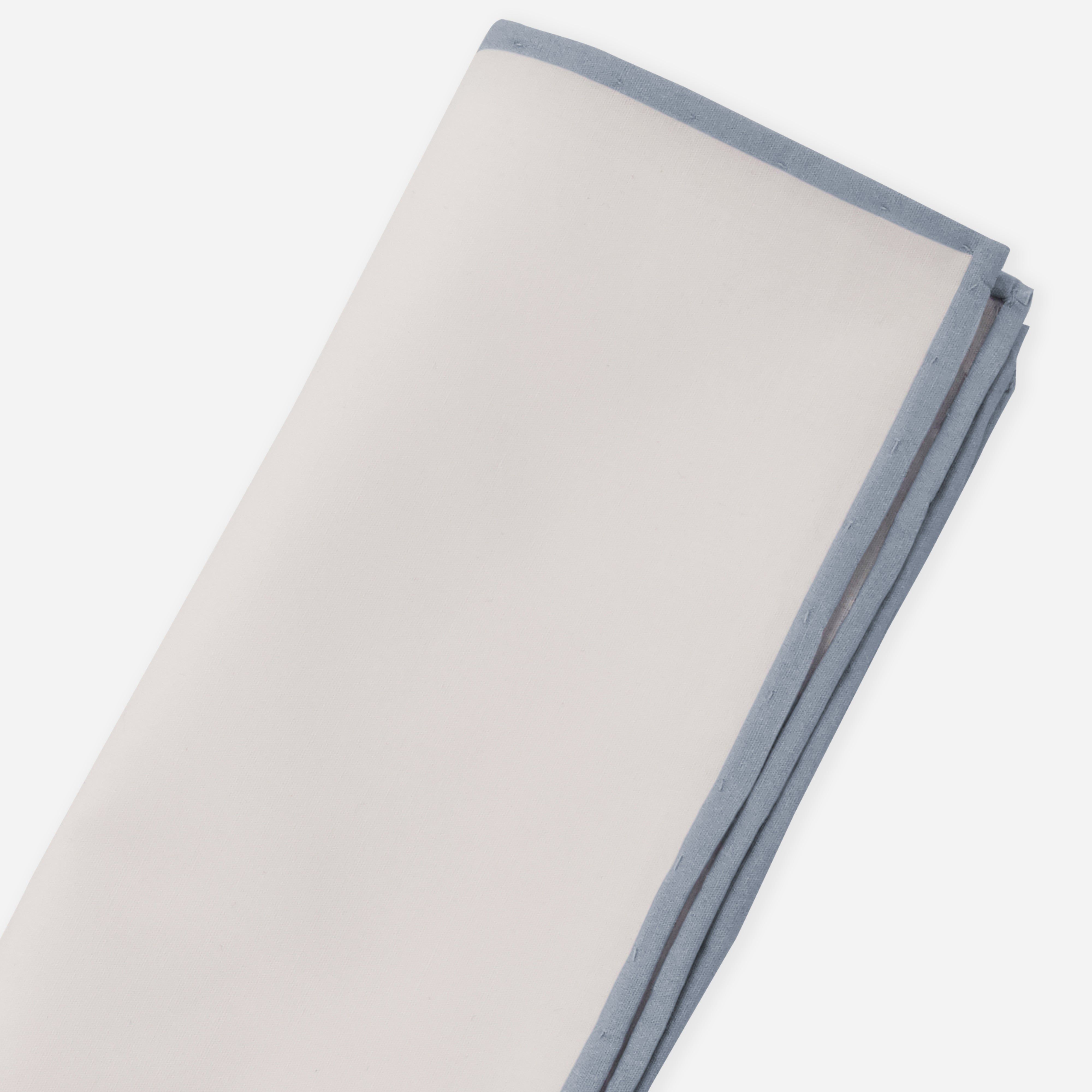 White Cotton With Border Dusty Blue Pocket Square sold by The Tie Bar product image thumbnail 2