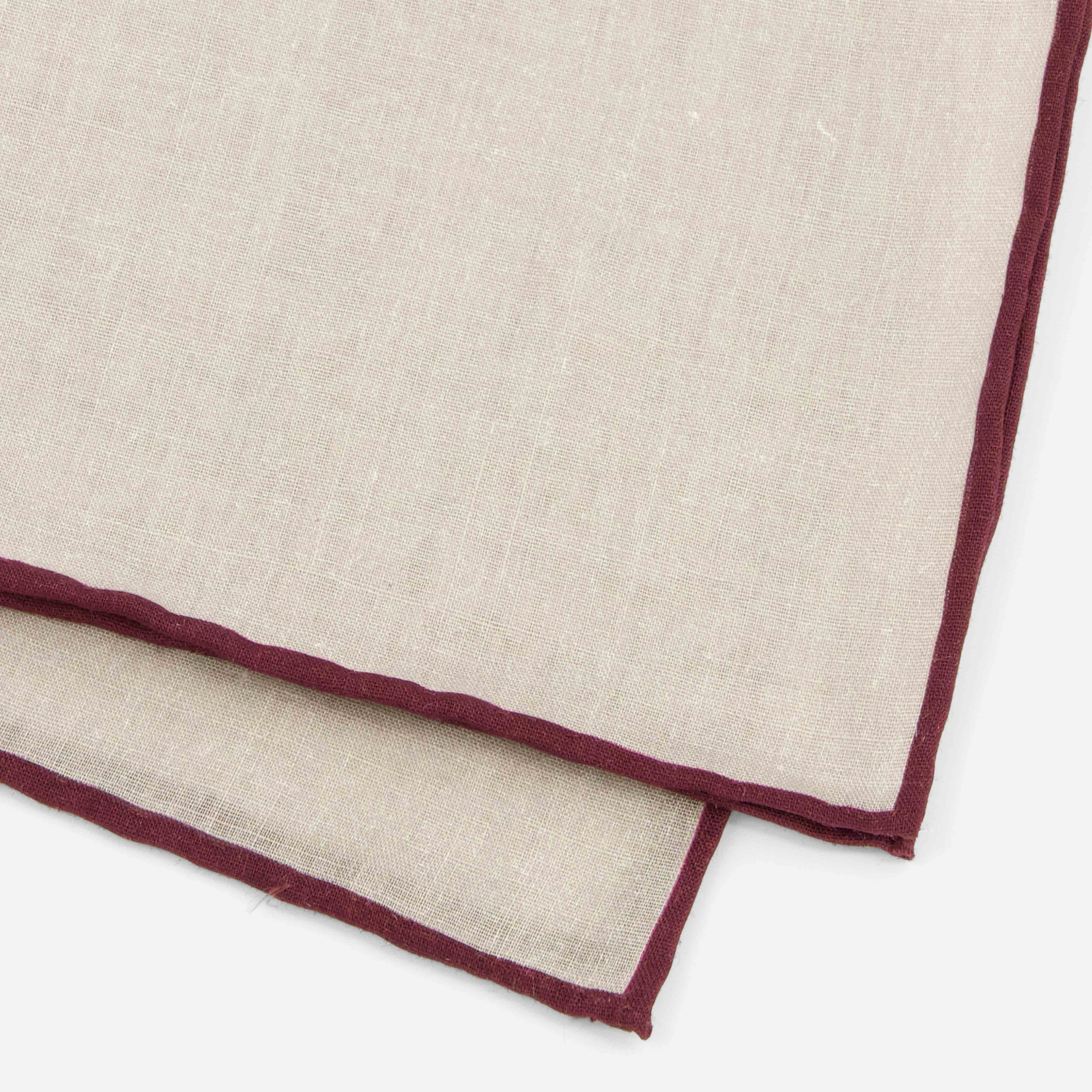 Linen with Color Pop Border Grey Pocket Square sold by The Tie Bar product image thumbnail 3