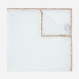 White Linen With Rolled Border Champagne Pocket Square sold by The Tie Bar