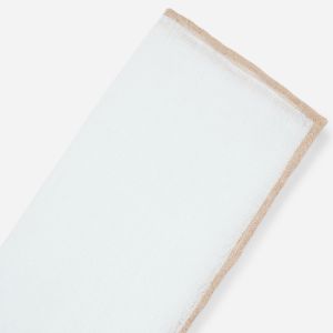 White Linen With Rolled Border Champagne Pocket Square sold by The Tie Bar