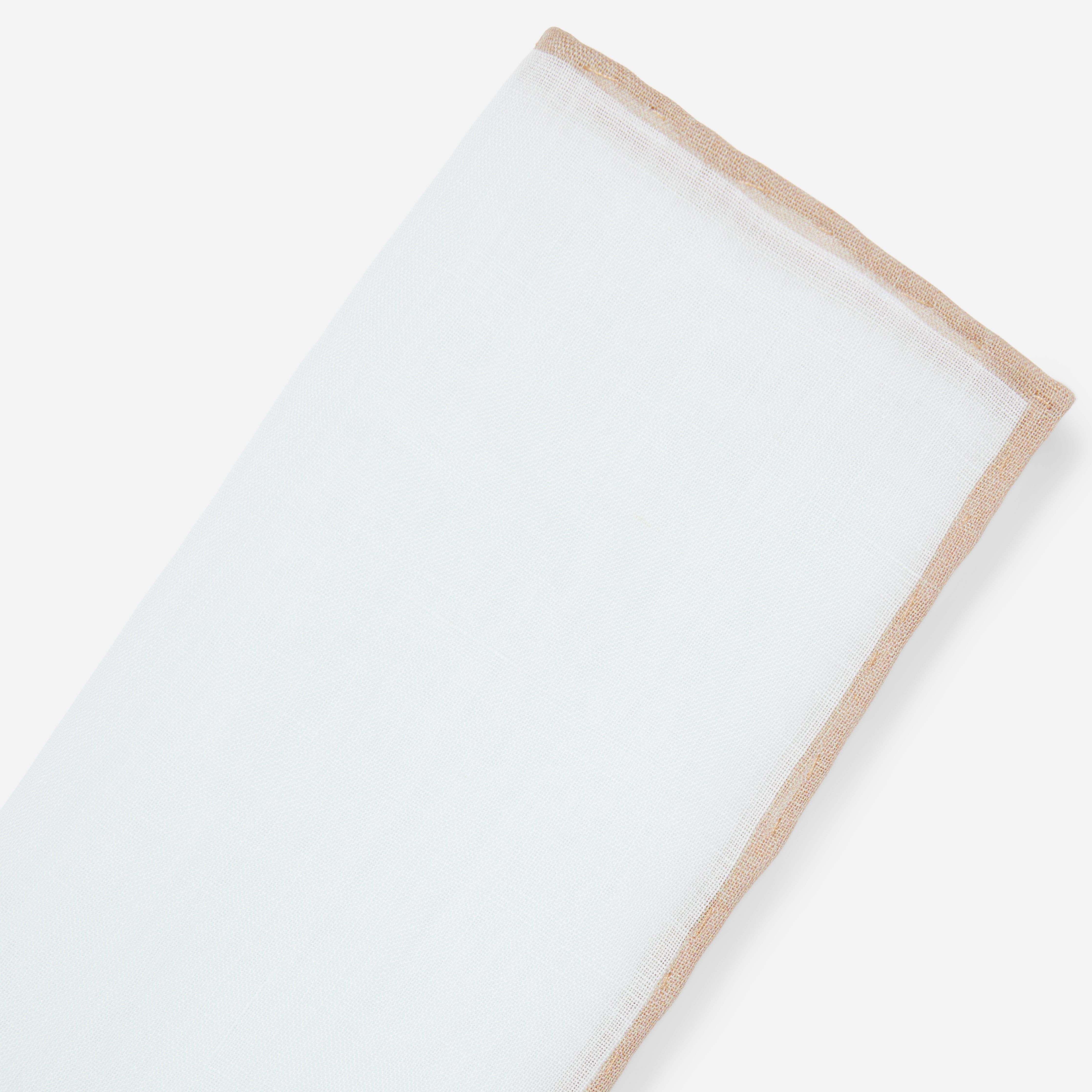 White Linen With Rolled Border Champagne Pocket Square sold by The Tie Bar product image thumbnail 2