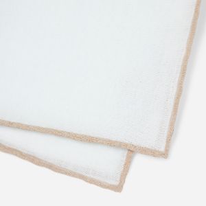 White Linen With Rolled Border Champagne Pocket Square sold by The Tie Bar