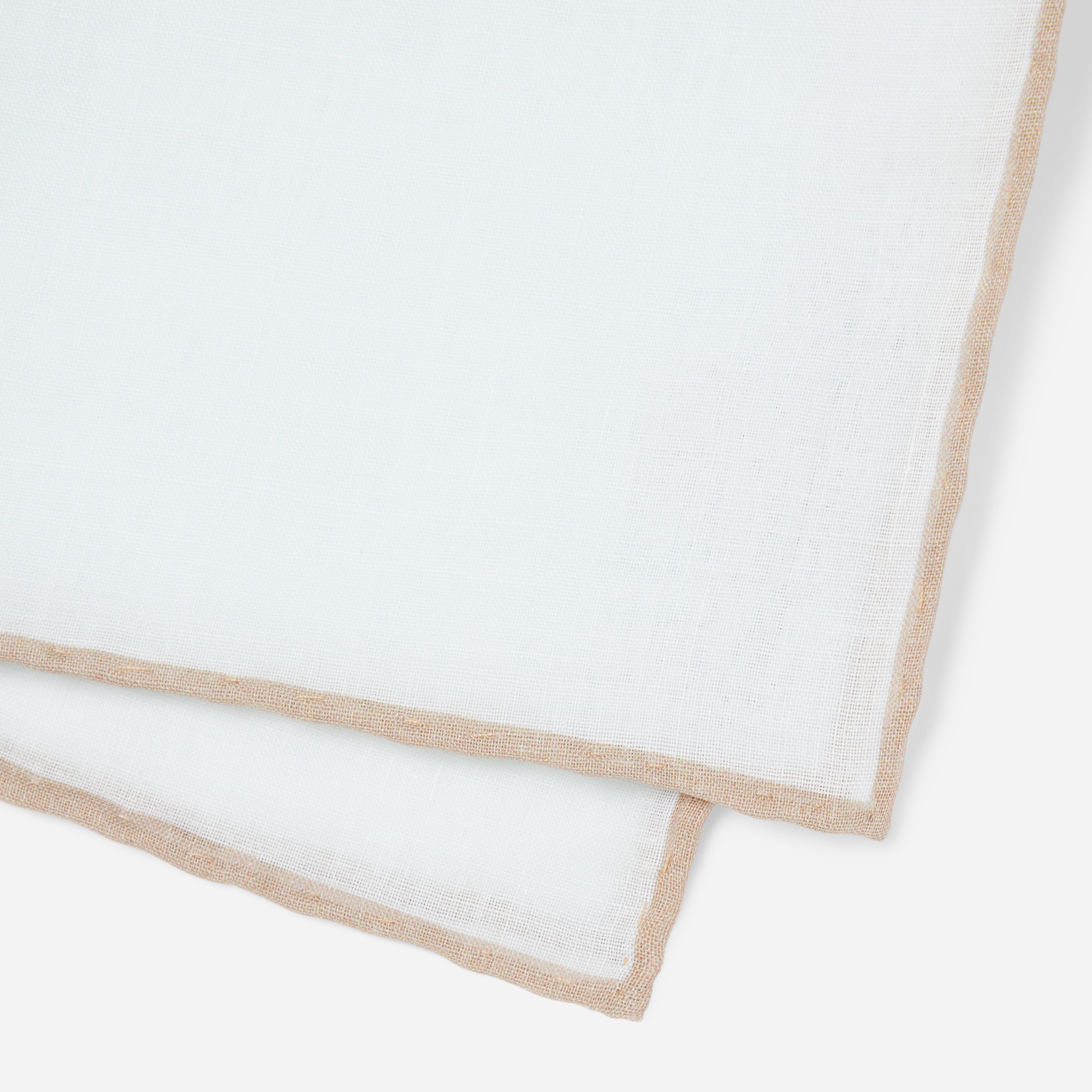 White Linen With Rolled Border Champagne Pocket Square sold by The Tie Bar product image thumbnail 3