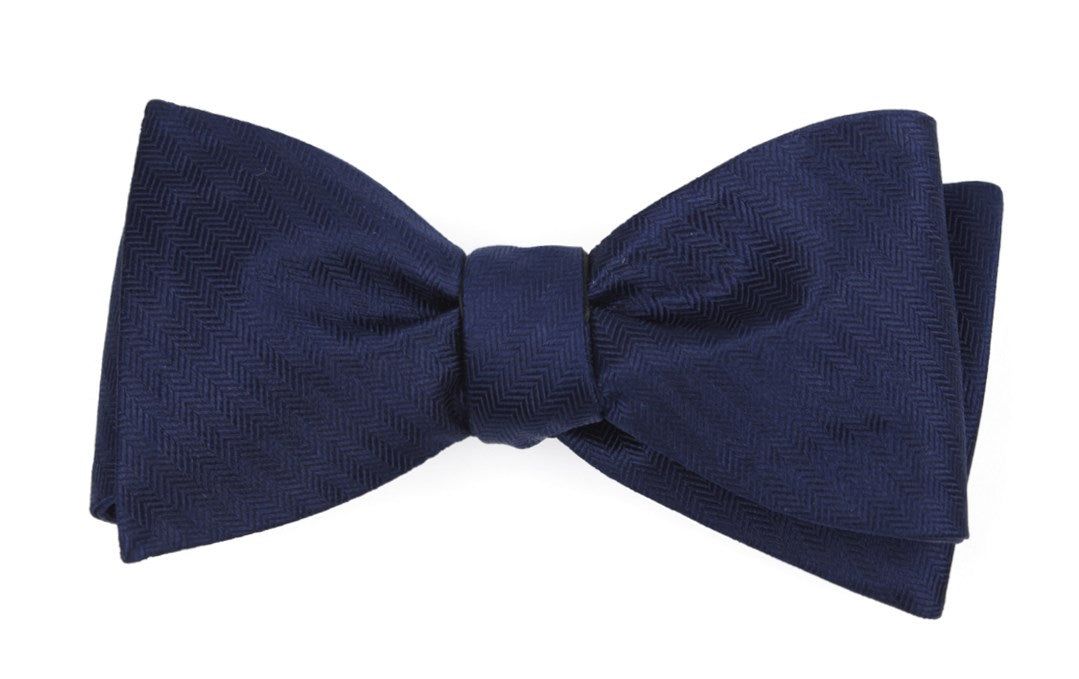 Sound Wave Herringbone Navy Bow Tie sold by The Tie Bar