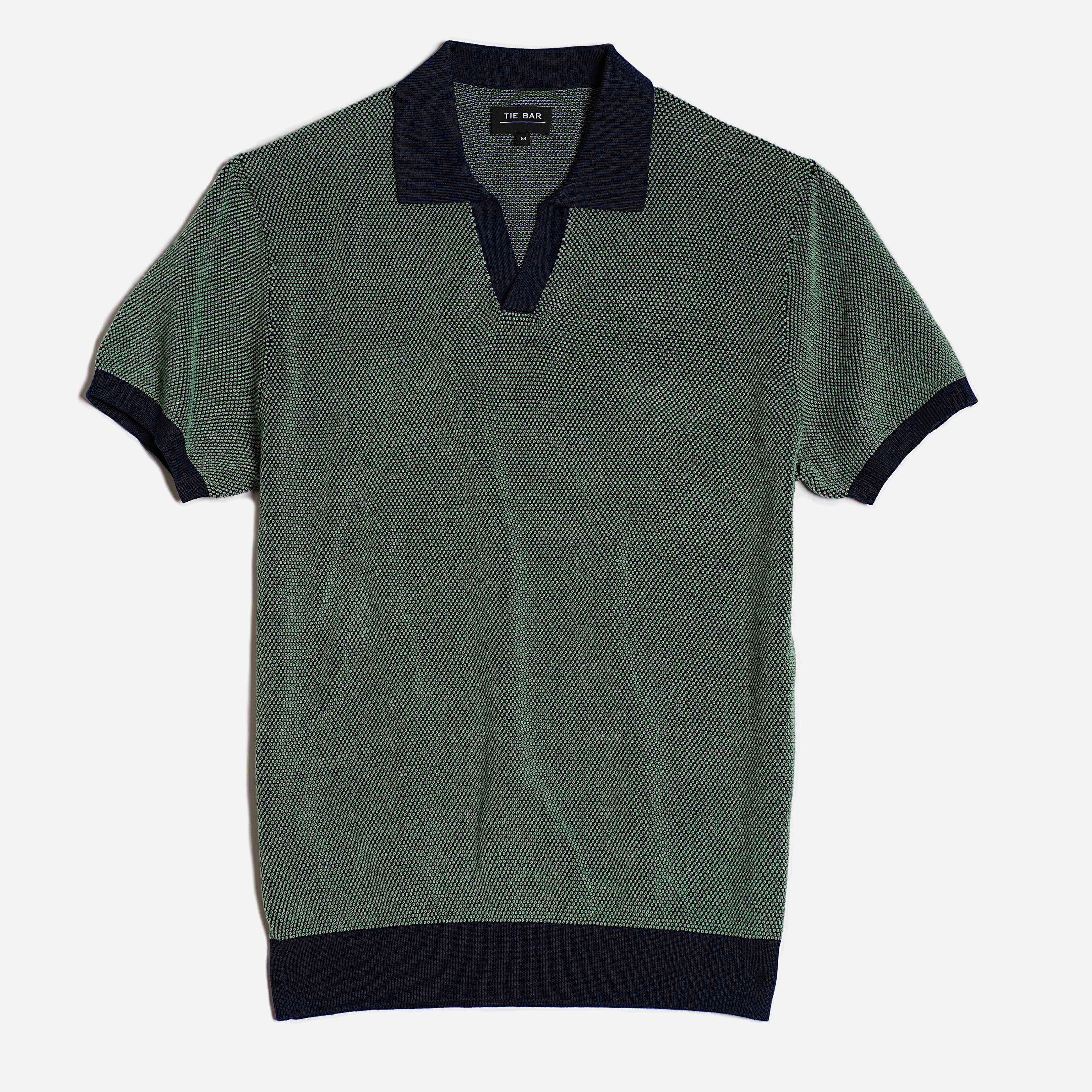 Birdseye Sweater Jade Polo sold by The Tie Bar