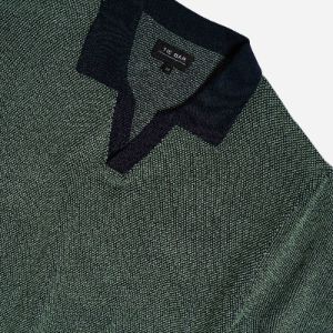 Birdseye Sweater Jade Polo sold by The Tie Bar