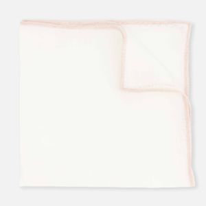 White Linen With Rolled Border Light Champagne Pocket Square sold by The Tie Bar