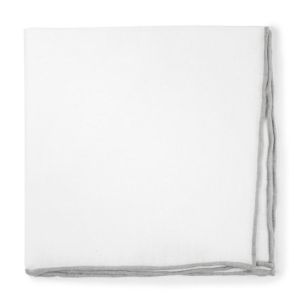 White Linen With Rolled Border Silver Pocket Square sold by The Tie Bar
