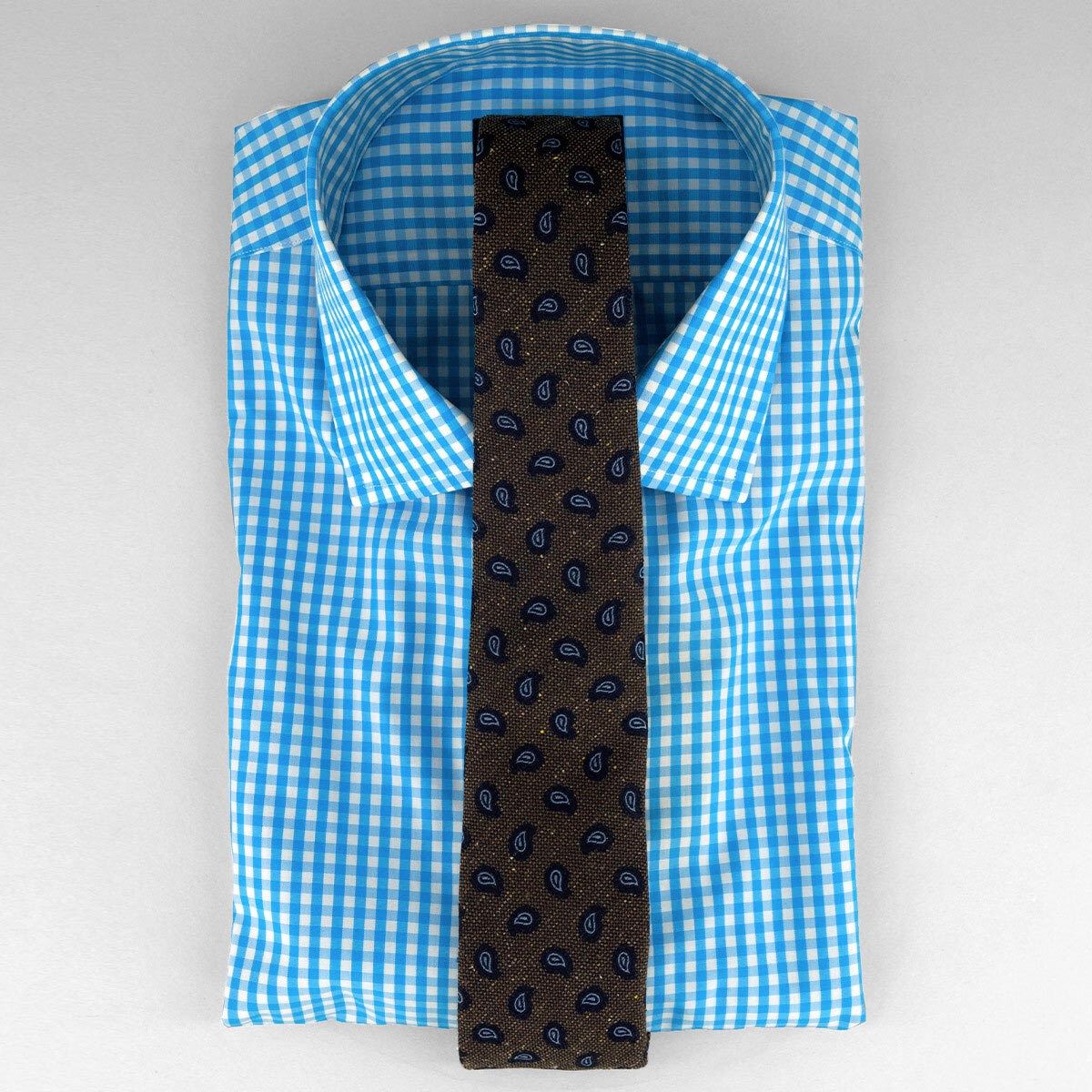 Gingham Aqua Non-Iron Dress Shirt sold by The Tie Bar product image thumbnail 2