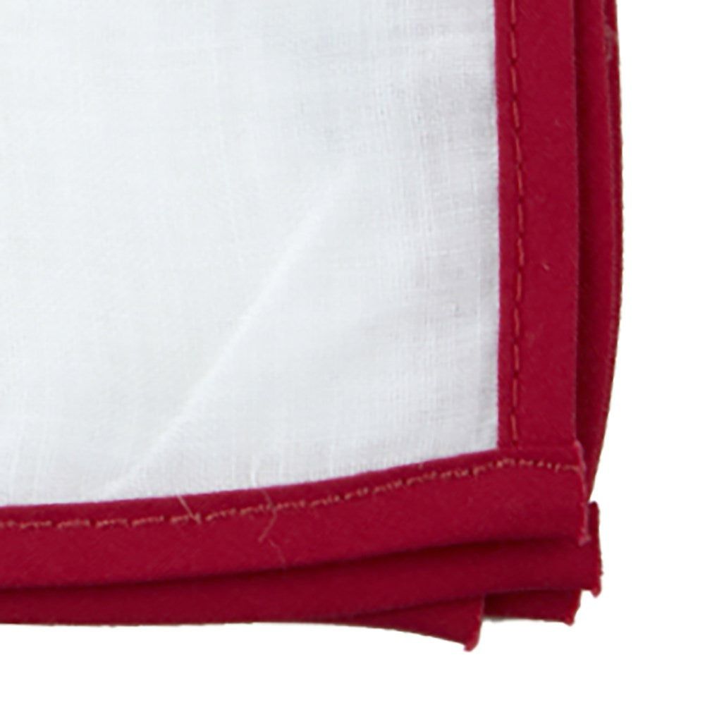 White Linen With Border Red Pocket Square sold by The Tie Bar product image thumbnail 2