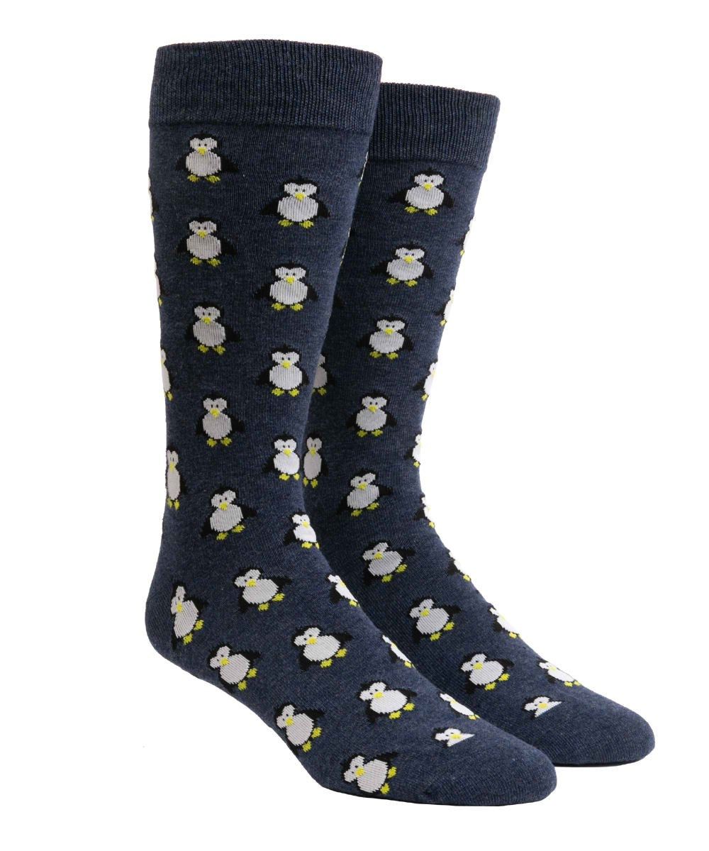 Cool Penguins Navy Dress Socks sold by The Tie Bar