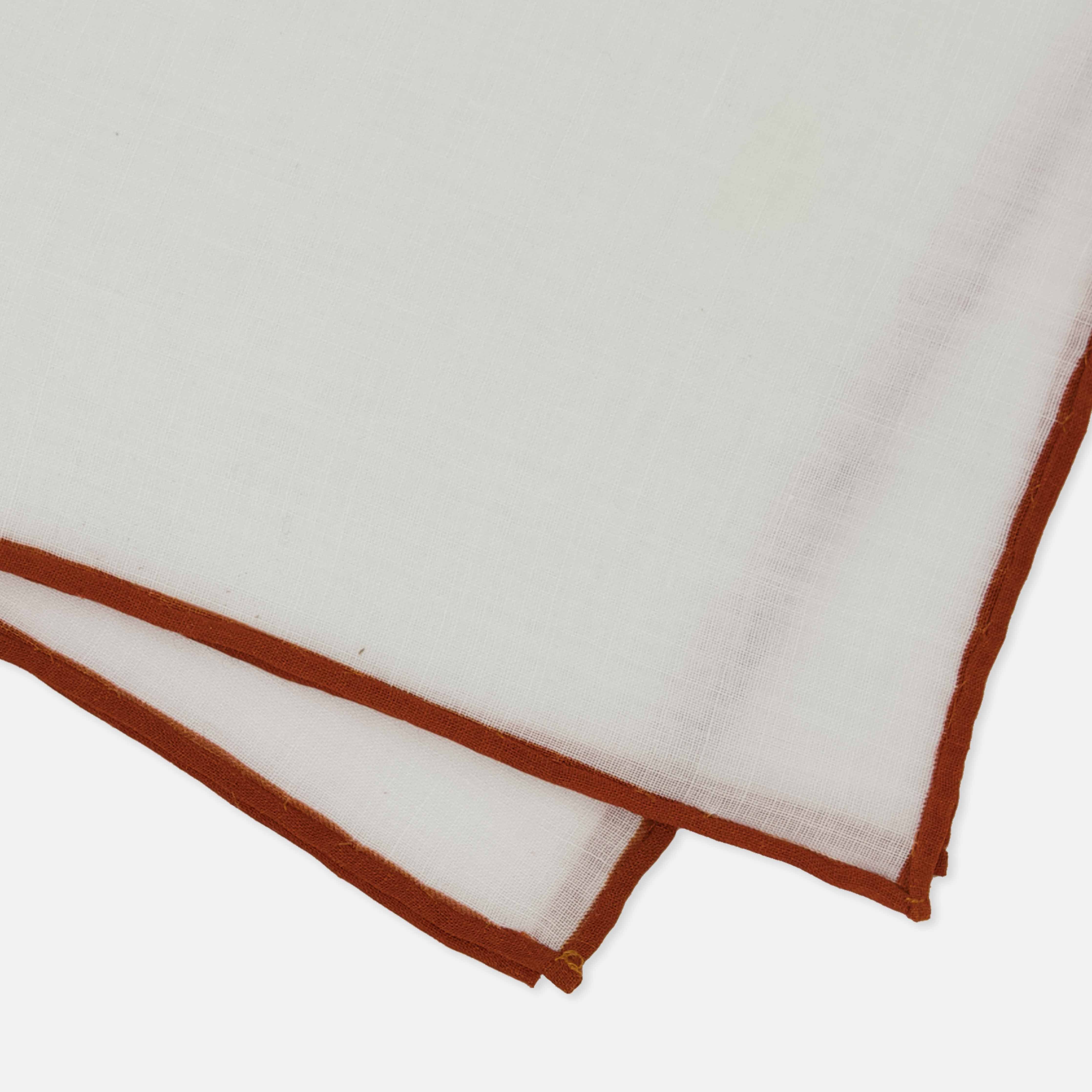 White Linen With Rolled Border Copper Pocket Square sold by The Tie Bar product image thumbnail 3
