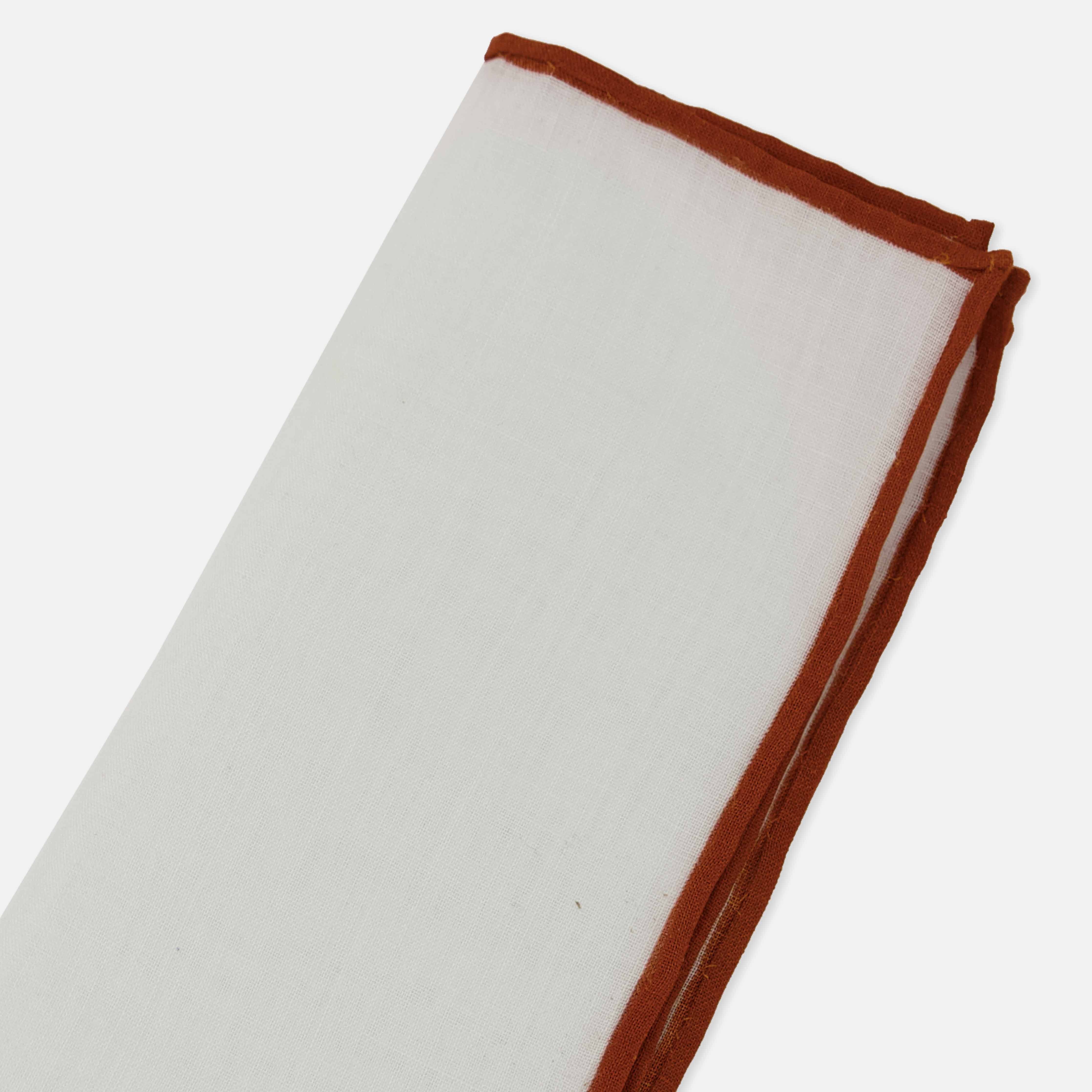 White Linen With Rolled Border Copper Pocket Square sold by The Tie Bar product image thumbnail 2