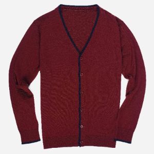 Perfect Tipped Merino Wool Cardigan Burgundy Sweater sold by The Tie Bar