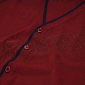 Perfect Tipped Merino Wool Cardigan Burgundy Sweater sold by The Tie Bar