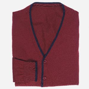 Perfect Tipped Merino Wool Cardigan Burgundy Sweater sold by The Tie Bar