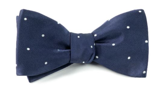 Satin Dot Classic Navy Bow Tie sold by The Tie Bar