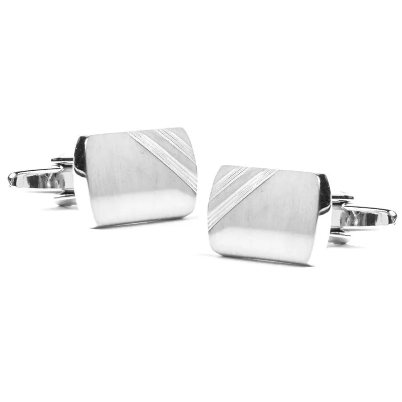 Corner Office Silver Cufflinks sold by The Tie Bar